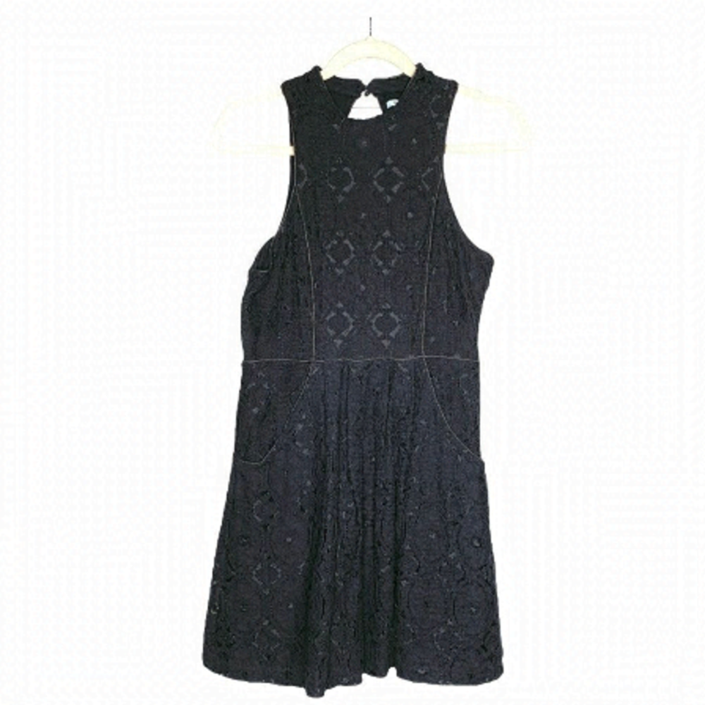 KIMCHI Blue Black Crocheted Mini Dress